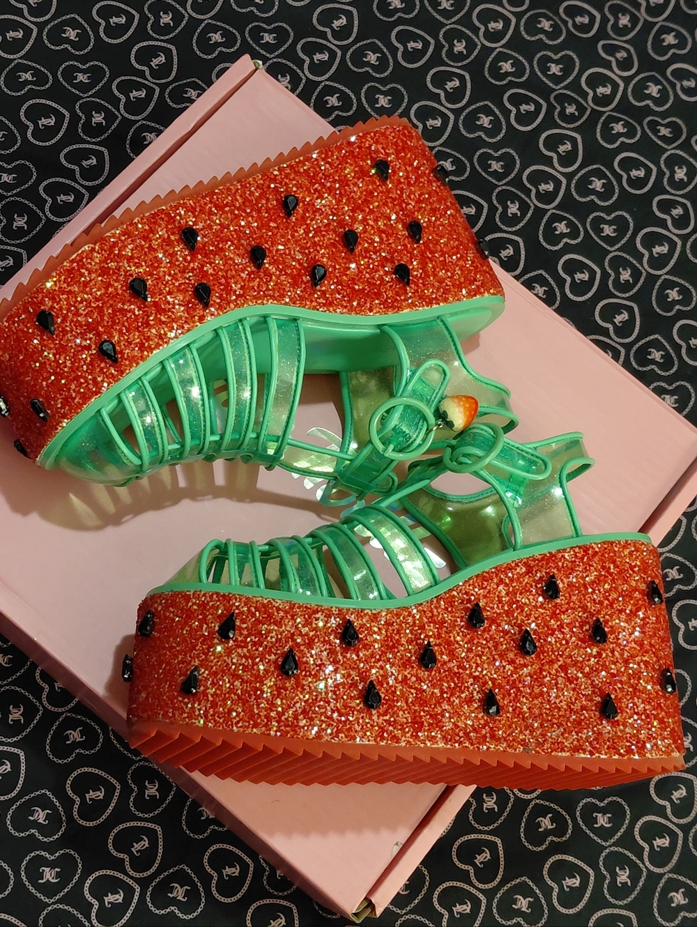 Dolls Kill Sugar Thrillz Watermelon Glitter Jelly Platform Sandals U.S 9 / 8.5 - Picture 2 of 11
